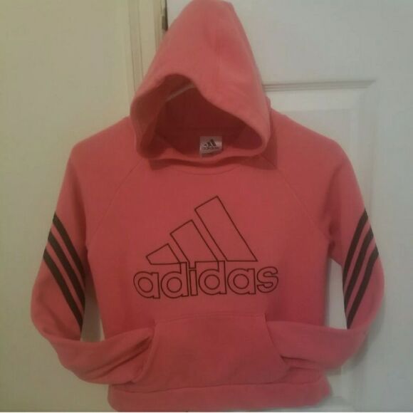 Adidas Girl's 3-Stripe Pullover Hoodie Sweatshirt Athleisure Pink Size Large - Picture 3 of 11